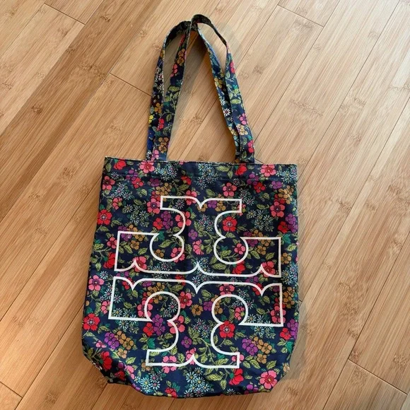 Tory Burch Multicolor Floral Wallpaper Durable Canvas Tote - Picture 3 of 10